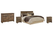 Load image into Gallery viewer, Trinell Queen Panel Headboard with Mirrored Dresser and 2 Nightstands
