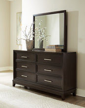 Load image into Gallery viewer, Neymorton California King Upholstered Panel Bed with Mirrored Dresser and Chest
