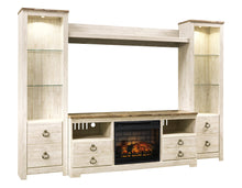Load image into Gallery viewer, Willowton 4-Piece Entertainment Center with Electric Fireplace
