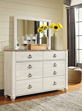 Load image into Gallery viewer, Willowton  Sleigh Bed With Mirrored Dresser And Chest
