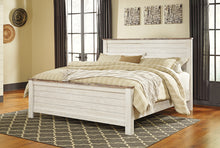 Load image into Gallery viewer, Willowton King Panel Bed with Mirrored Dresser and 2 Nightstands
