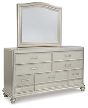 Load image into Gallery viewer, Coralayne Queen Upholstered Sleigh Bed with Mirrored Dresser, Chest and Nightstand
