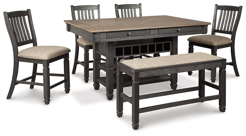Tyler Creek Counter Height Dining Table and 4 Barstools and Bench