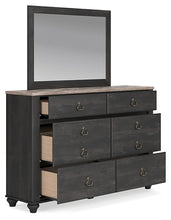 Load image into Gallery viewer, Nanforth King/California King Panel Headboard with Mirrored Dresser
